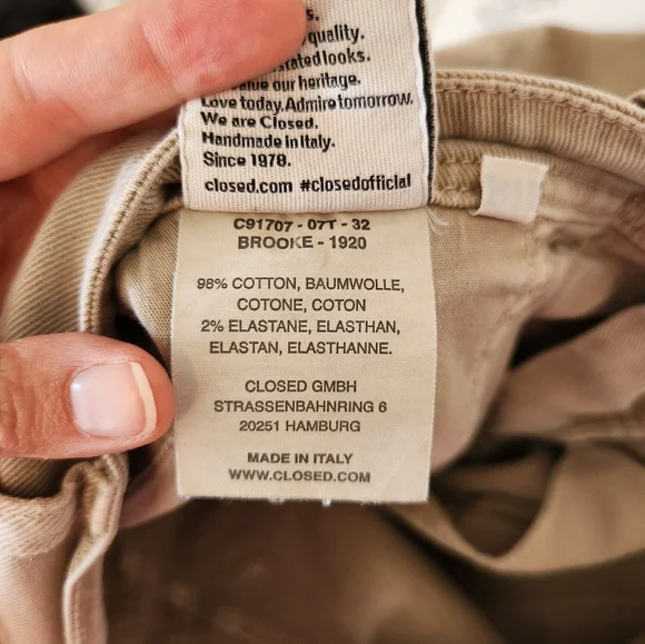 Closed Made In Italy Khaki Colored Jeans Size 31 - Picture 5 of 7